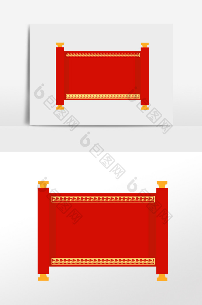 红色卷轴字画画轴