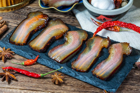 餐饮美食腊肉片摄影图