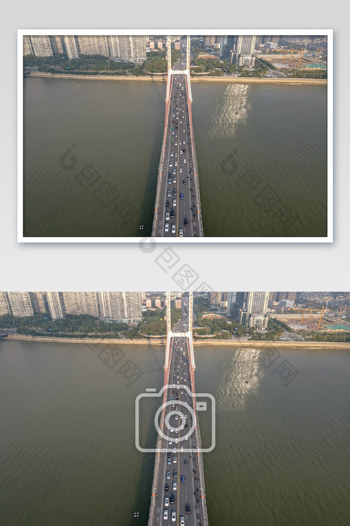 航拍江西跨越赣江大桥摄影图片