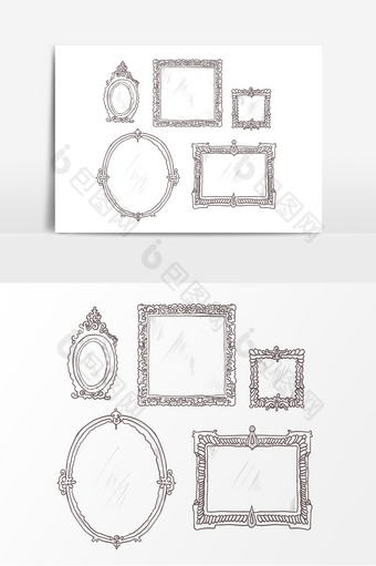 手绘复古欧式相框元素图片