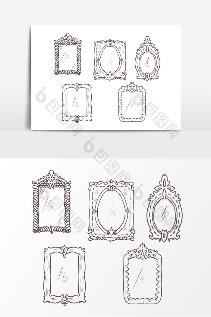 复古手绘相框装饰框元素