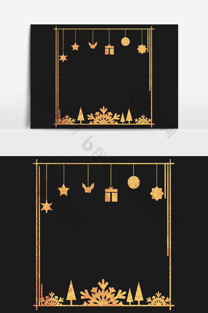 金色圣诞挂饰顶边图片图片