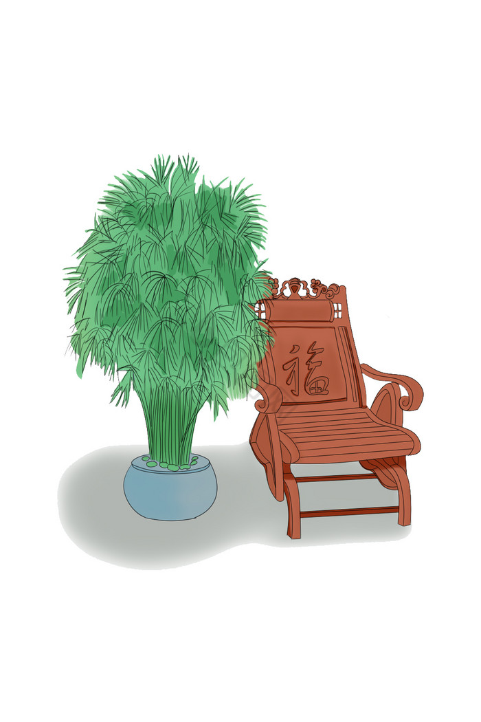 古风家具椅子植物图片