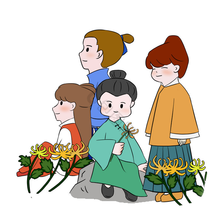 重阳节赏花一家人图片