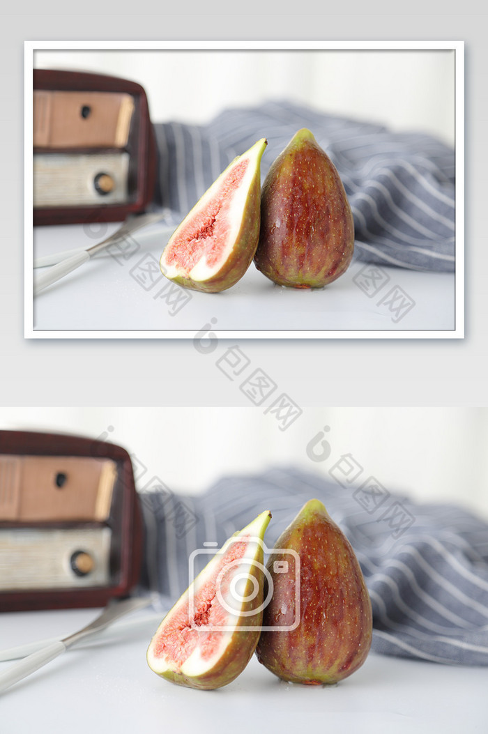 新鲜无花果水果切开两个图片图片