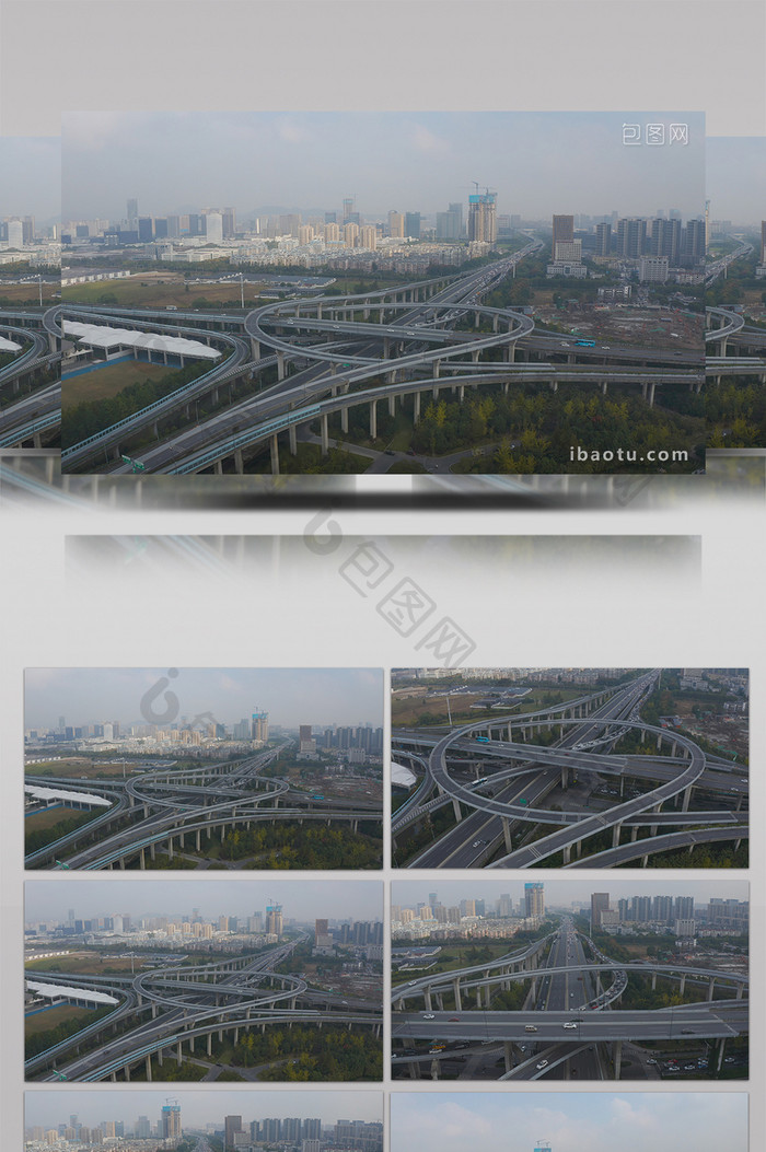 杭州市彩虹立交桥交通车辆航拍视频