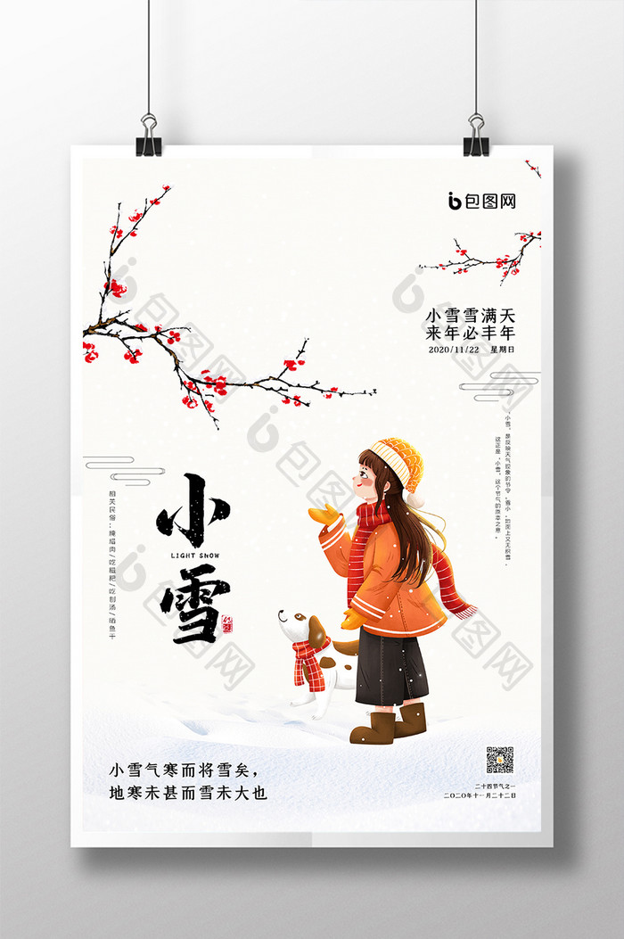 唯美简约大气二十四节气冬季小雪海报