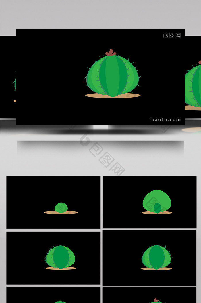 清新可爱扁平风植物类仙人球MG动画