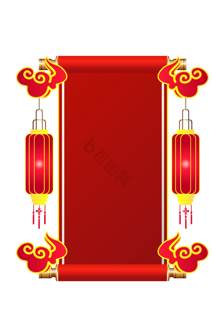 春节灯笼卷轴图片