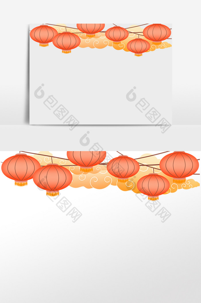 新年祥云红灯笼顶边图片图片