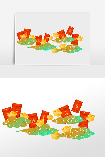 新年彩色祥云红包