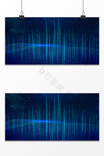 蓝色光波数据科技商务未来感背景图片