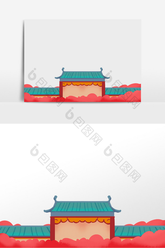 春节中式祥云建筑底边