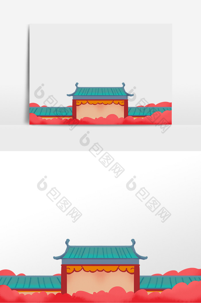 春节中式祥云建筑底边图片图片