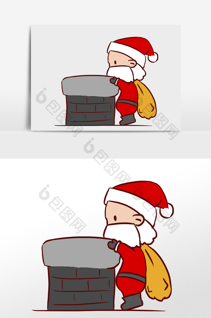 Q版圣诞老人发礼物贴纸图片图片