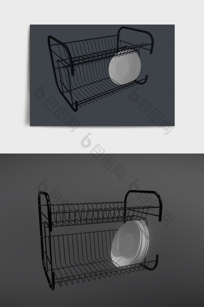 简约风厨房沥水架 厨卫用品模型