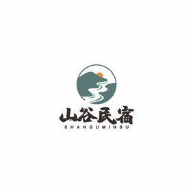 山谷民宿中国风餐饮酒店LOGO标志VI