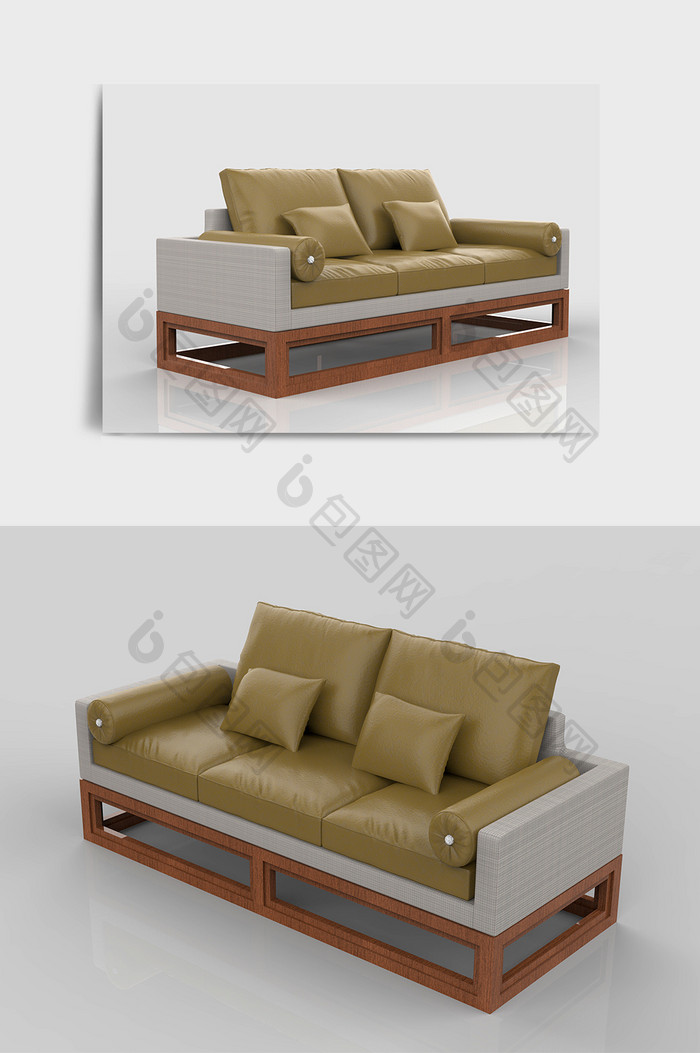 中式简约传统沙发C4D模型