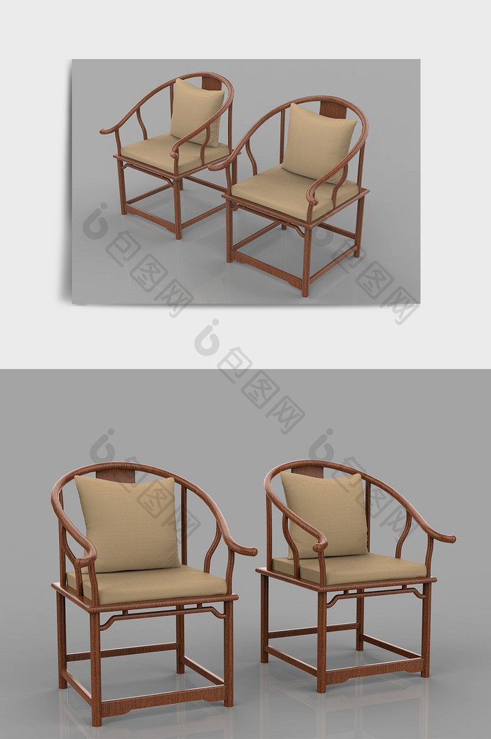 中国传统座椅太师椅C4D模型