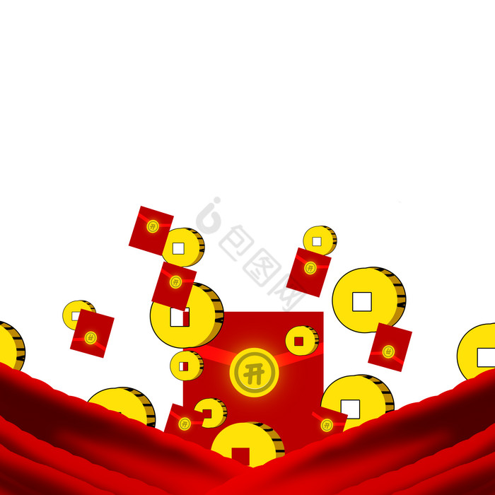 新年春节金币红包底边图片