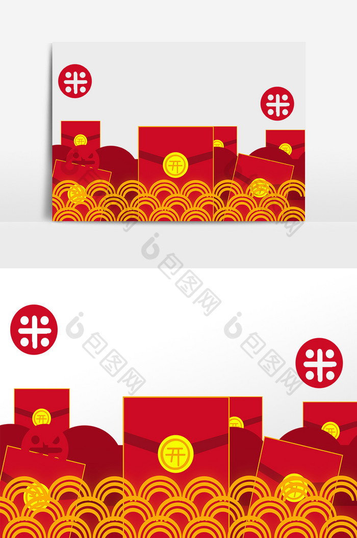 新年春节红包花纹底边图片图片