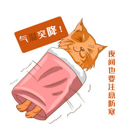 卡通小猫降温通知