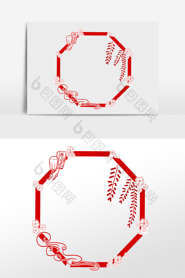 新年春节八边形边框