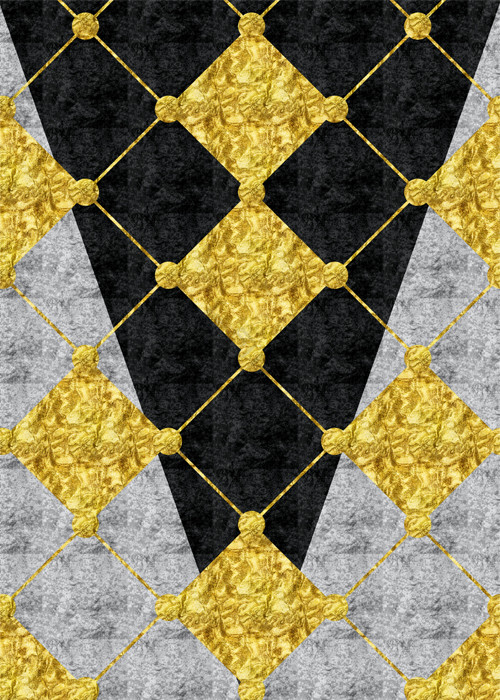 现代抽象几何形状臻金客厅双联装饰画图片