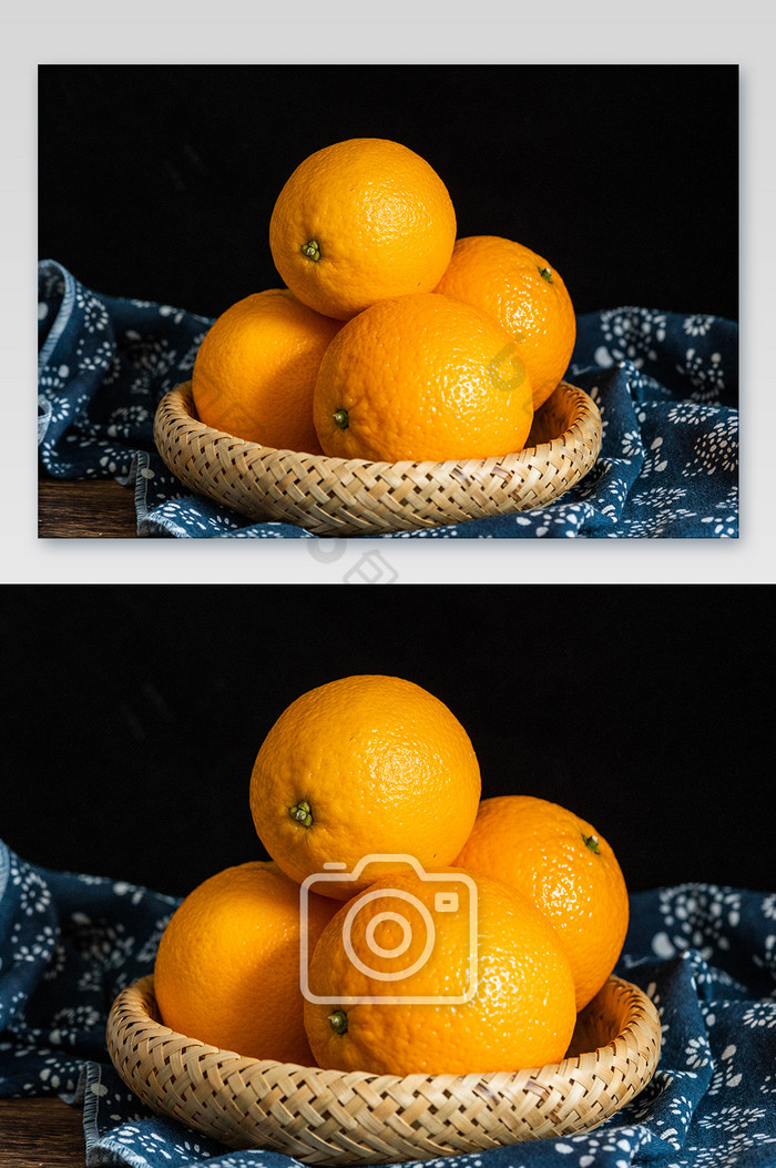 竹盘上摆放的新鲜橙子图片图片