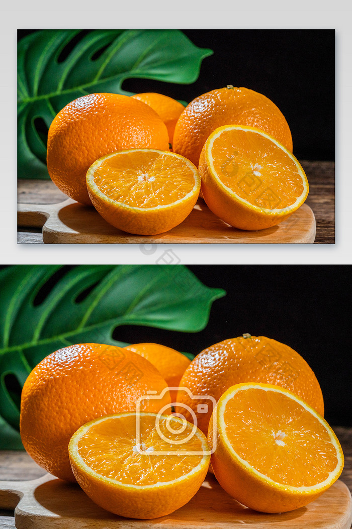 木盘上摆放的新鲜橙子图片图片