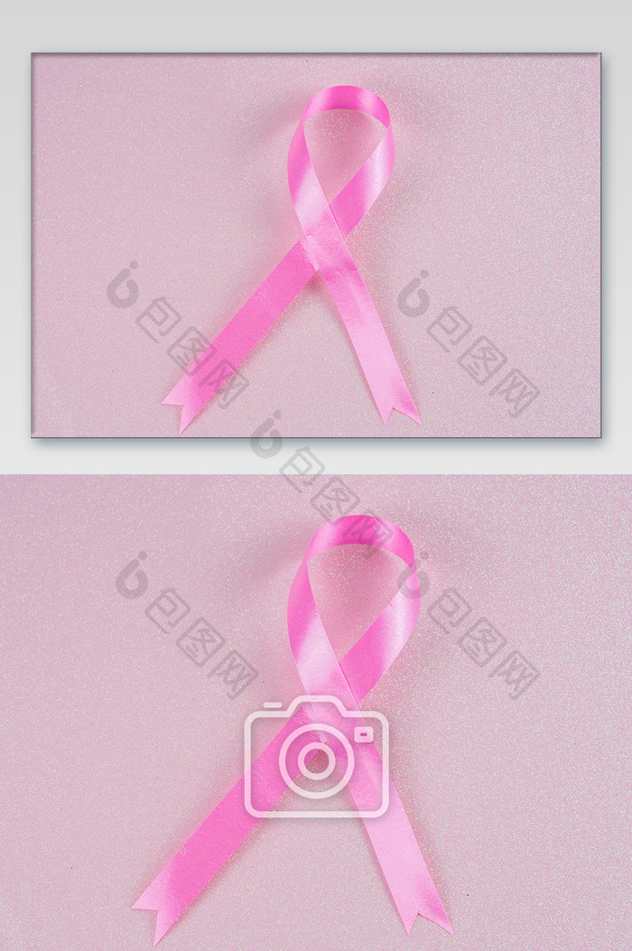 乳腺癌意识丝带粉色背景