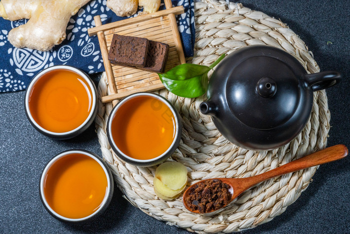 红糖姜茶饮用摄影图图片