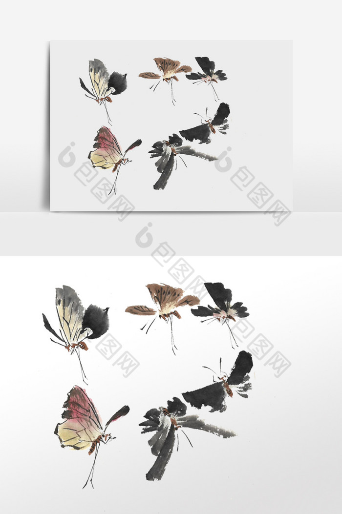 水墨飞虫动物蝴蝶图片图片