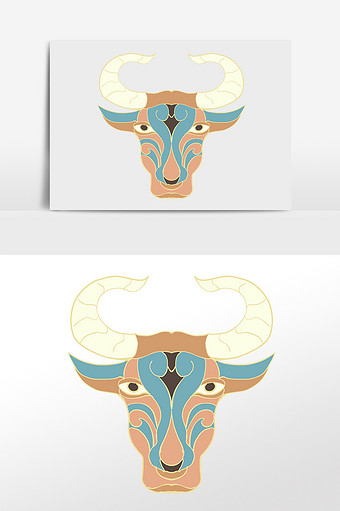 老牛民族花纹牛头图腾