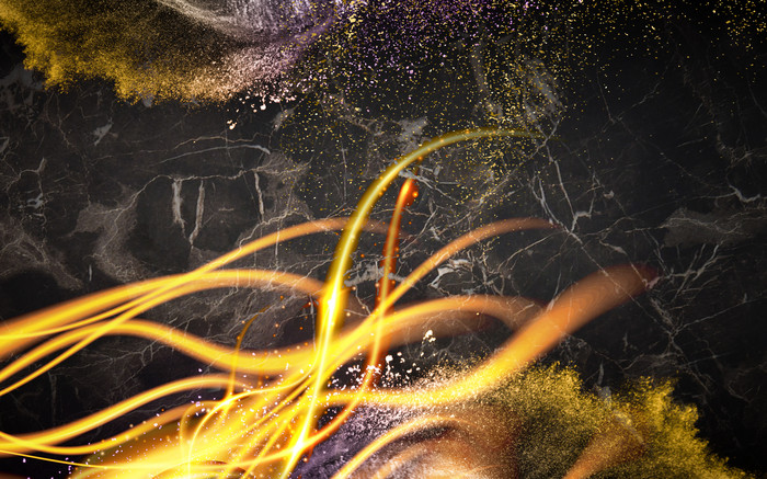 大气金光激昂大理石金粉效果禅意客厅背景墙镜子效果人物插画现代抽象