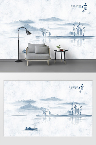 中国风中式水墨画山水画大理石纹路背景画图片
