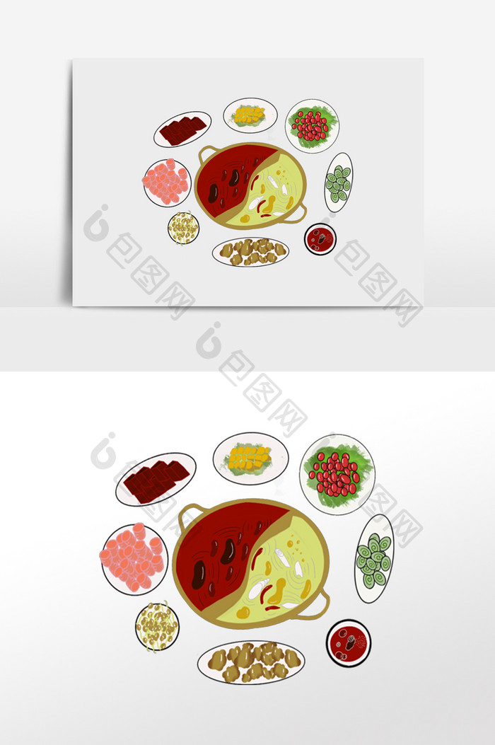 美味鸳鸯火锅俯视图