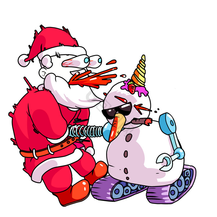 圣诞节快乐老人雪人图片