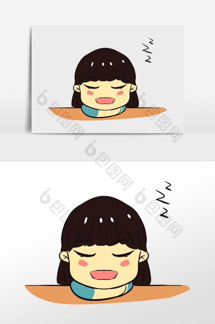 女孩瞌睡睡觉