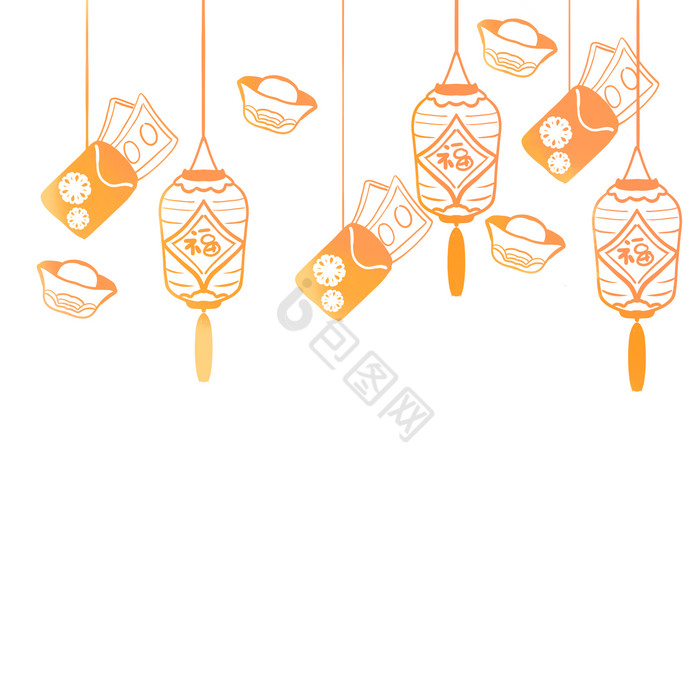 新年春节线性灯笼挂饰图片
