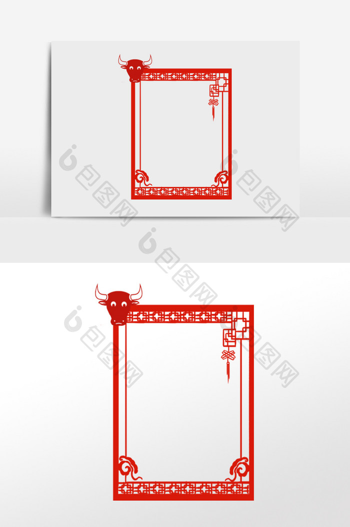 新年新春春节牛头边框