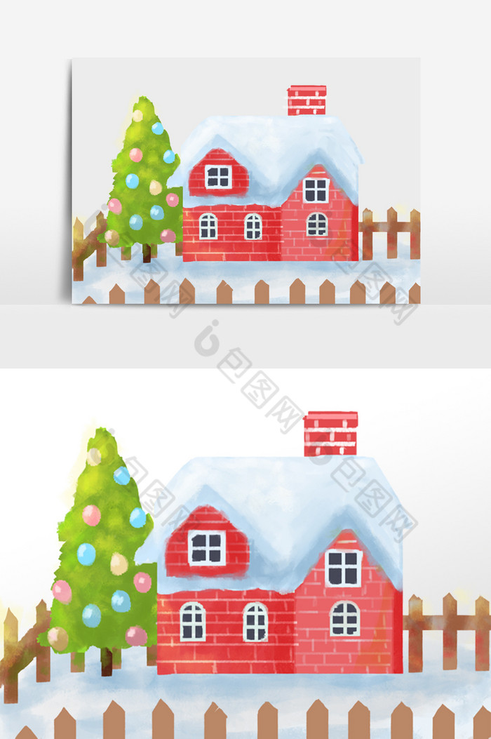 冬季圣诞节松树房屋图片图片