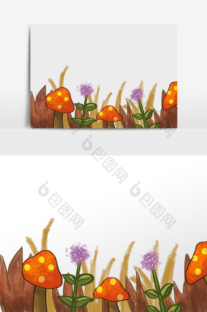 秋天秋季小蘑菇底边图片图片