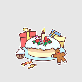 圣诞节蛋糕q版贴纸