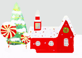 冬季圣诞节积雪小房子