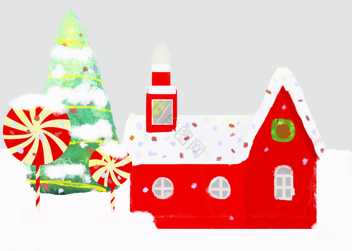 冬季圣诞节积雪小房子图片