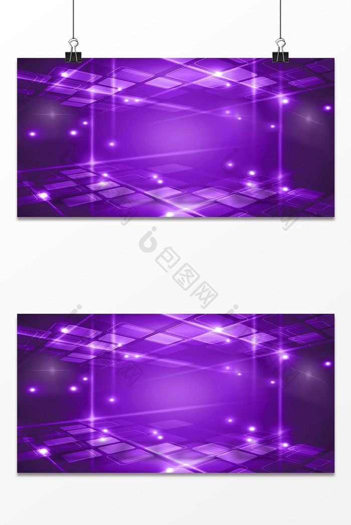 梦幻紫色光效商务科技空间感背景