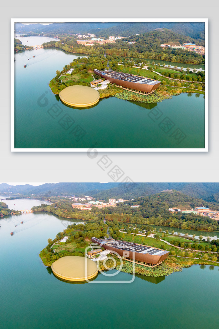 航拍杭州湘湖景区摄影图片图片