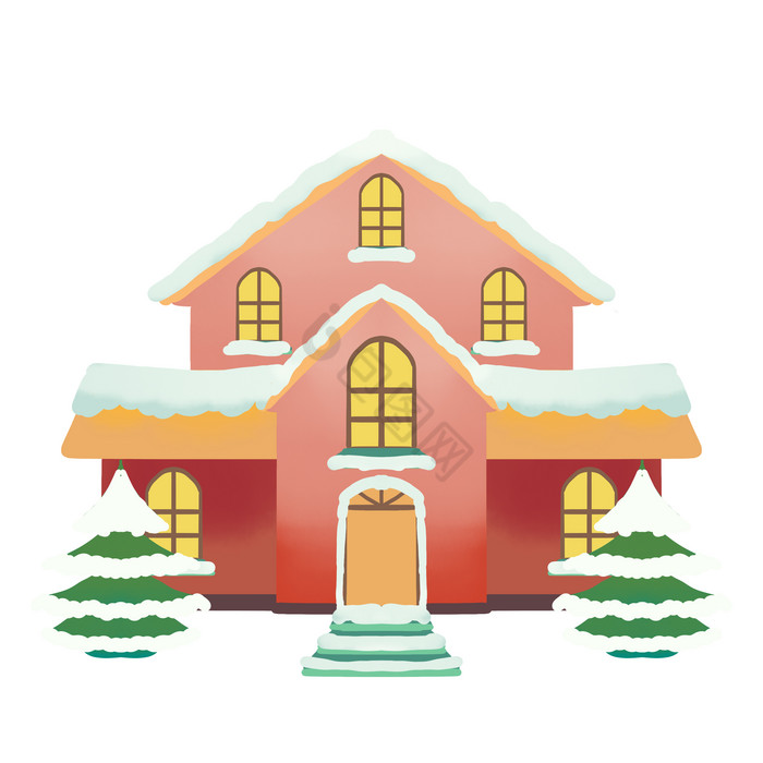 冬季圣诞节雪屋房屋图片