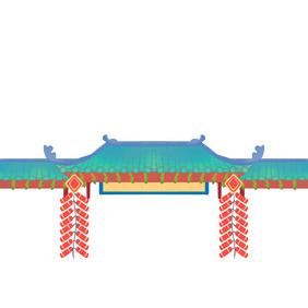 中式新年新春鞭炮门头